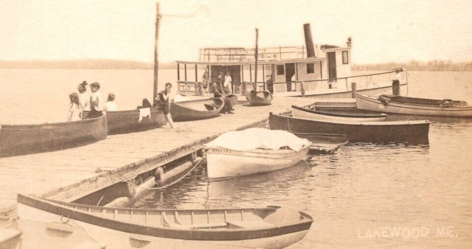 RPPC Real Photo Postcard - Ferry at Dock - Lakewood - Maine