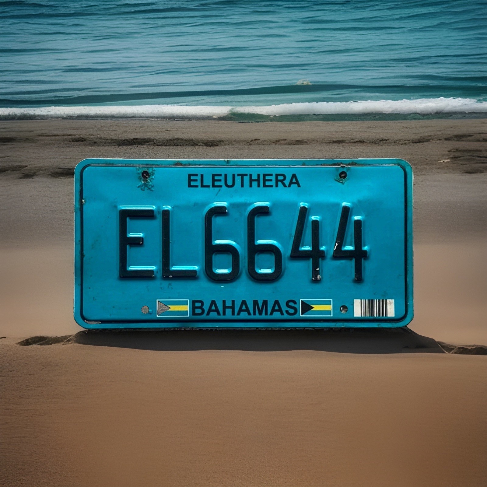 Bahamas ELEUTHERA license plate “EL 6644” FLAG Bahamas ELEUTHERA license plate “EL 6644” FLAG