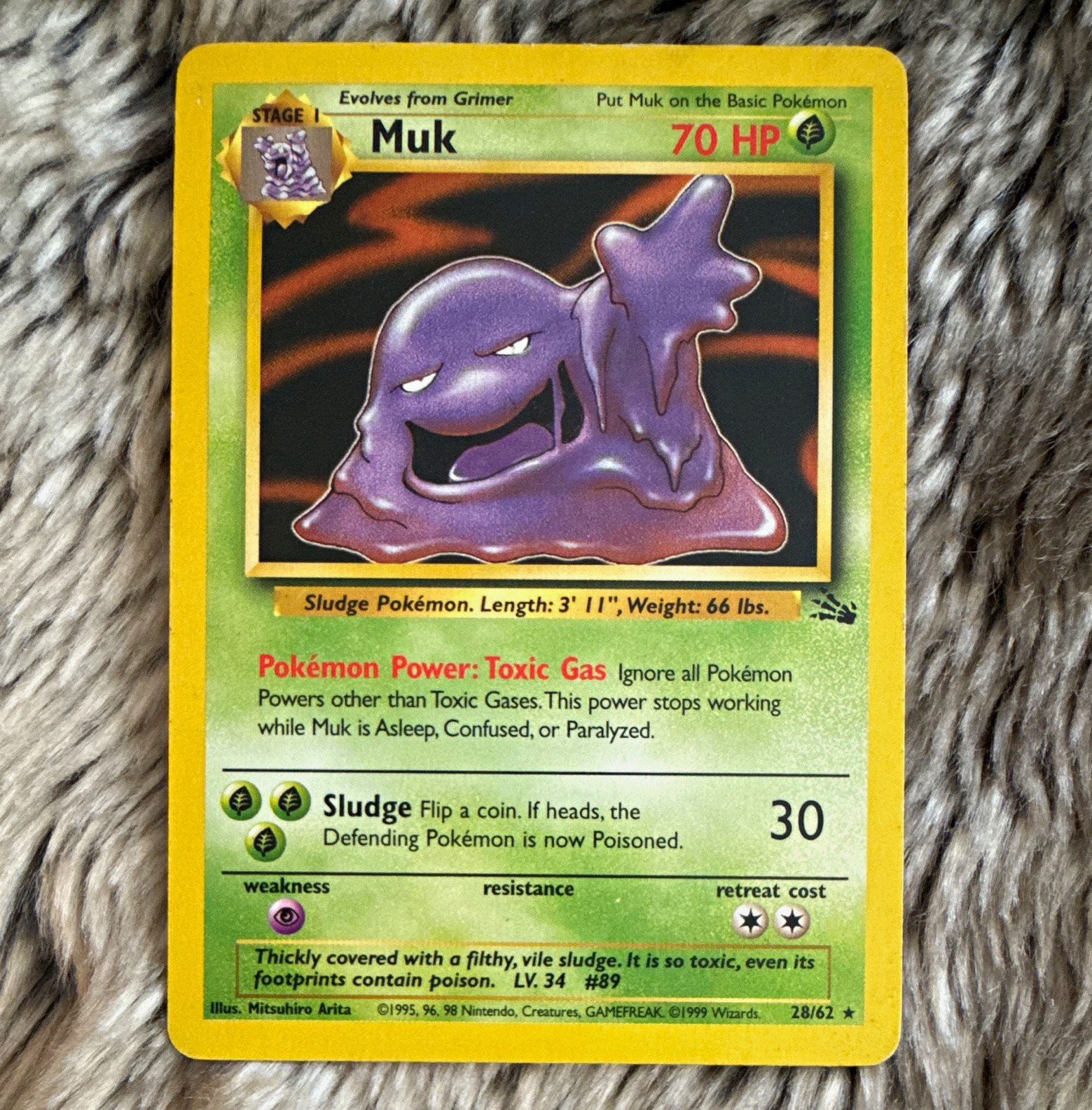 Pokémon TCG Fossil 1999 Wizards Muk 28/62 English Stage 1 Card Pokémon TCG Fossil 1999 Wizards Muk 28/62 English Stage 1 Card