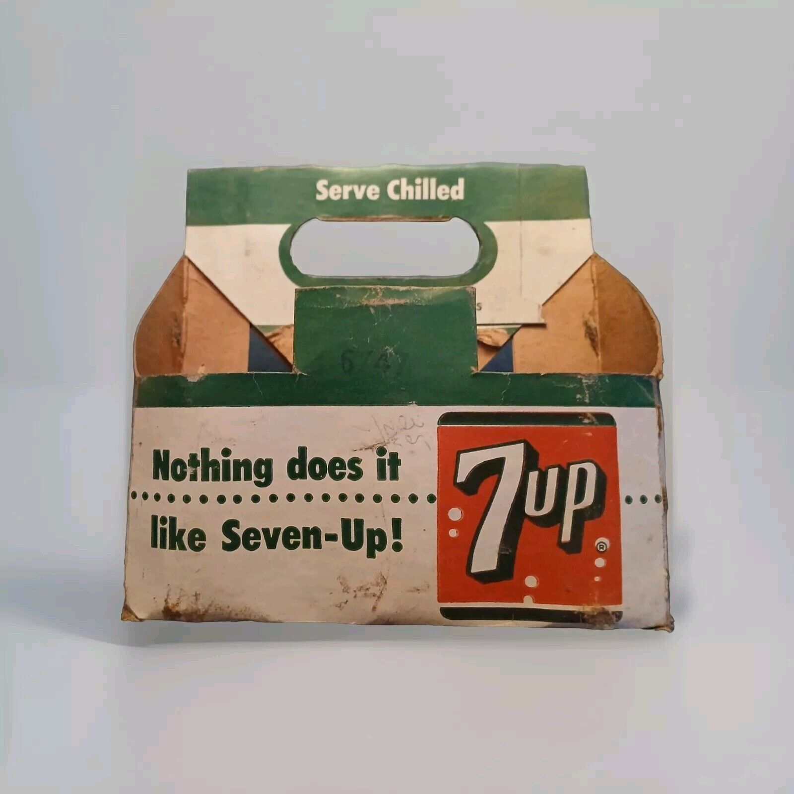 VINTAGE 7up It Likes You Cardboard Six Pack Soda Carrier Original~FREE SHIPPING