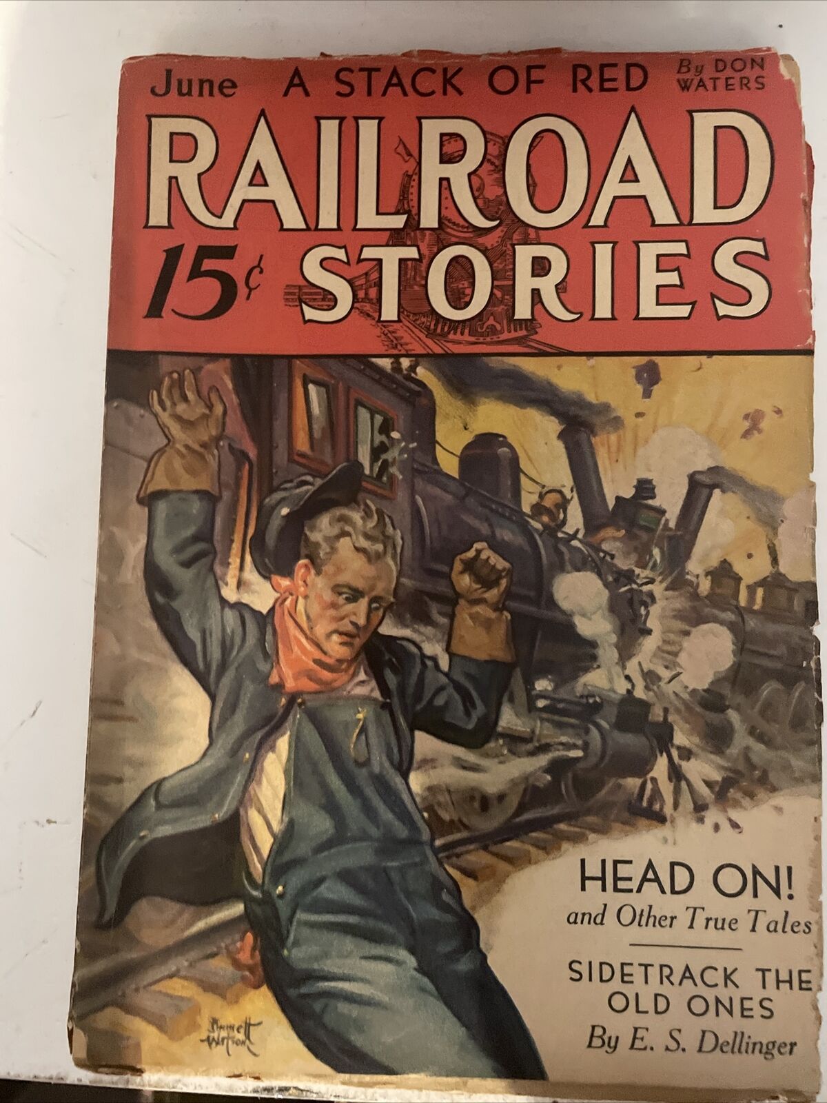Railroad Stories Magazine 1932 June  Head on Sidetrck the old ones Stack of red