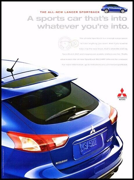 2010 Mitsubishi Lancer Sportback Original Advertisement Print Art Car Ad J831