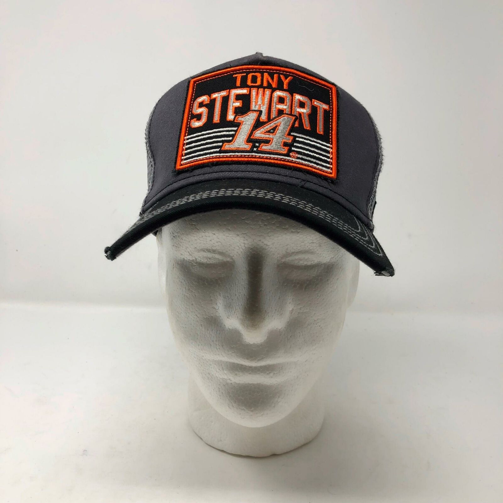 New Era Nascar Tony Stewart 14 Black Mesh Trucker Snapback Hat Racing Smoke Cup