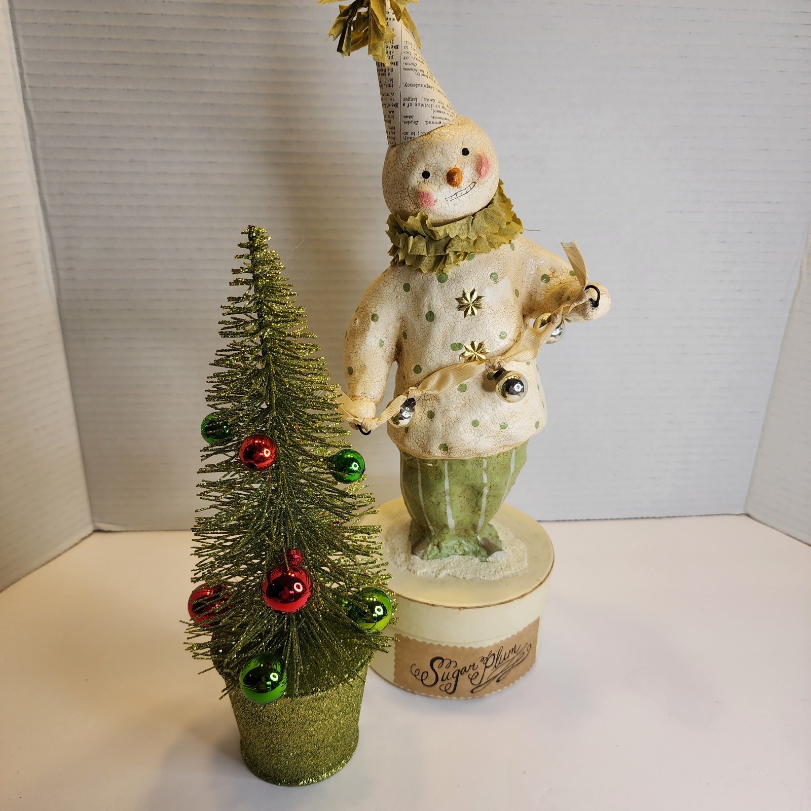 Nicol Sayre Vintage Style Sugar Plum SNOWMAN Clown With CHRISTMAS TREE π Nicol Sayre Vintage Style Sugar Plum SNOWMAN Clown With CHRISTMAS TREE π