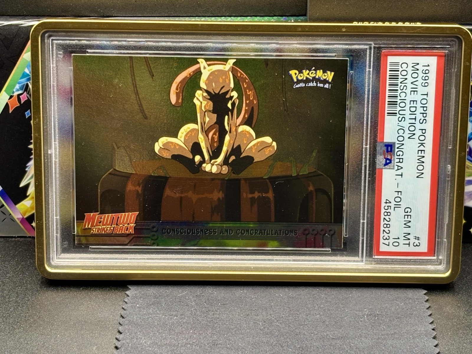 1999 Topps Pokemon Movie Consciousness And Congratulations Foil POP 9 #3 PSA 10 1999 Topps Pokemon Movie Consciousness And Congratulations Foil POP 9 #3 PSA 10