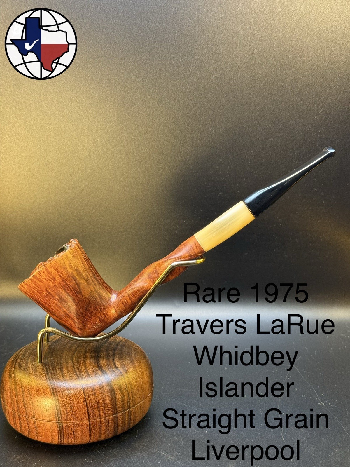 Rare 1975 Travers LaRue Whidbey Islander Straight Grain Liverpool Tobacco Pipe