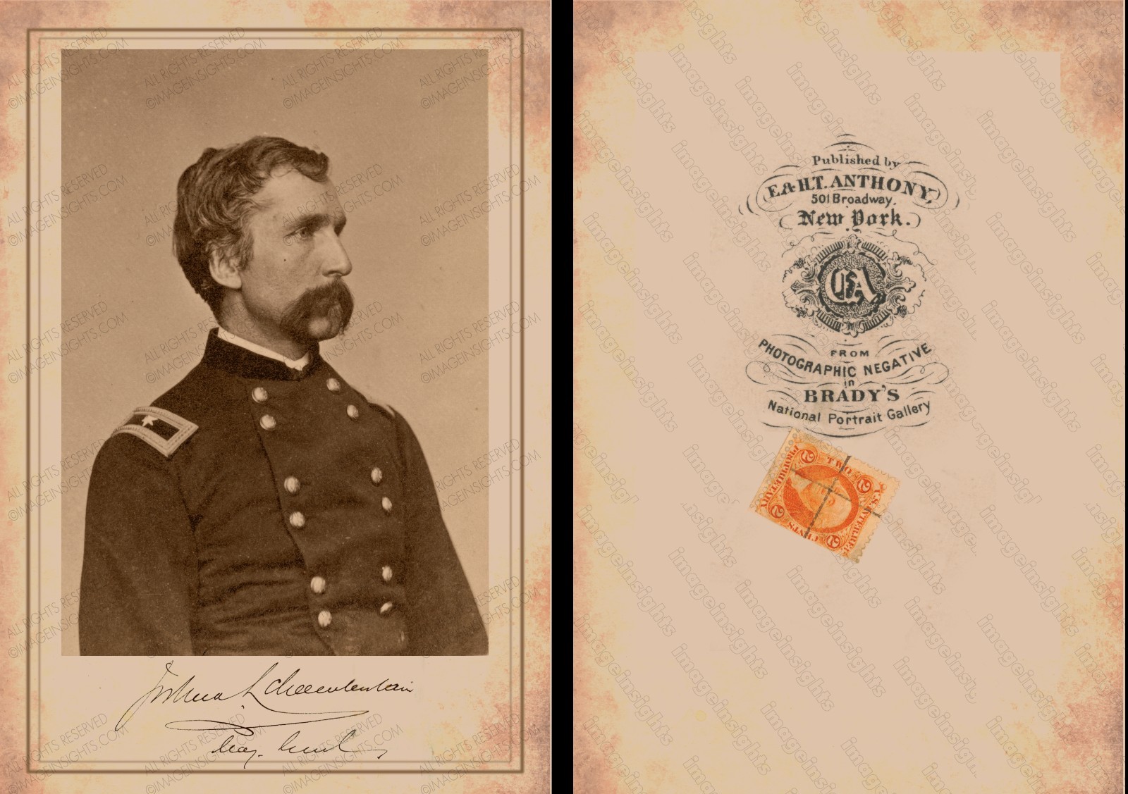 MAJ GEN JOSHUA LAWRENCE CHAMBERLAIN CIVIL WAR UNION Cabinet Card PHOTO RP 2-side