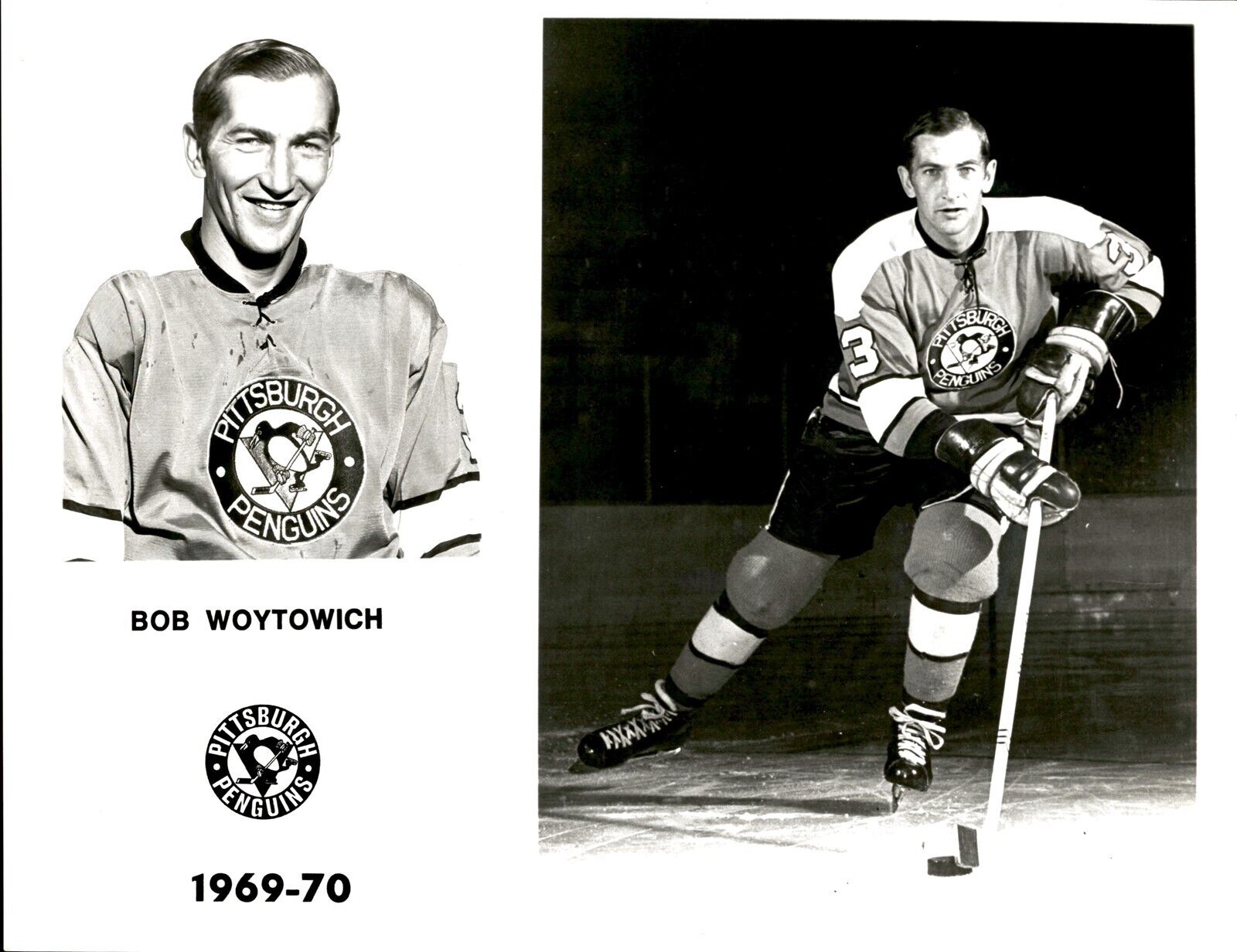 PF5 Original Photo BOB WOYTOWICH 1969-70 PITTSBURGH PENGUINS NHL HOCKEY DEFENSE