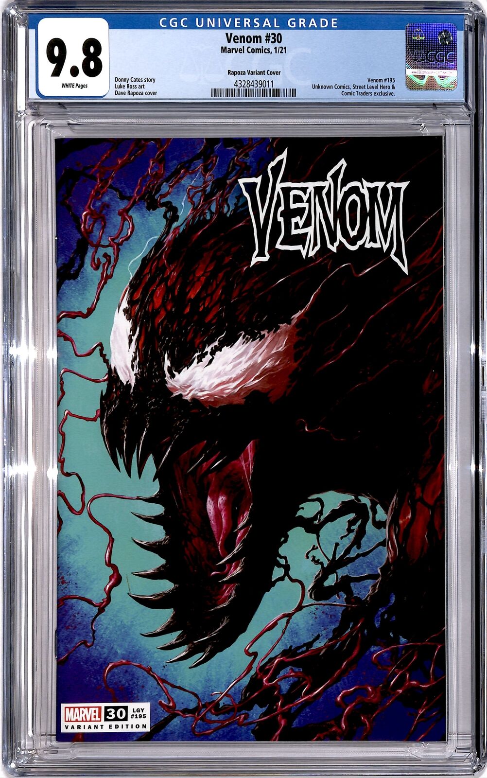 2021-22 Marvel Comics Venom Rapoza Variant CGC 9.8 ##30