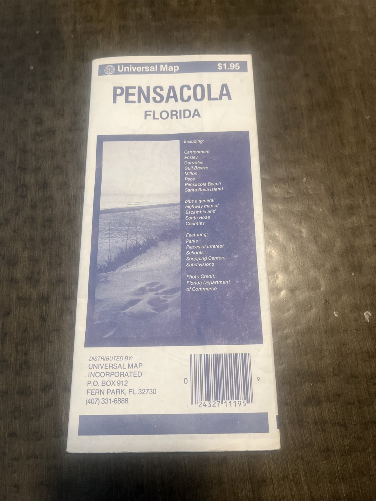 1990 Pensacola Florida City Street Map Folded Universal Map
