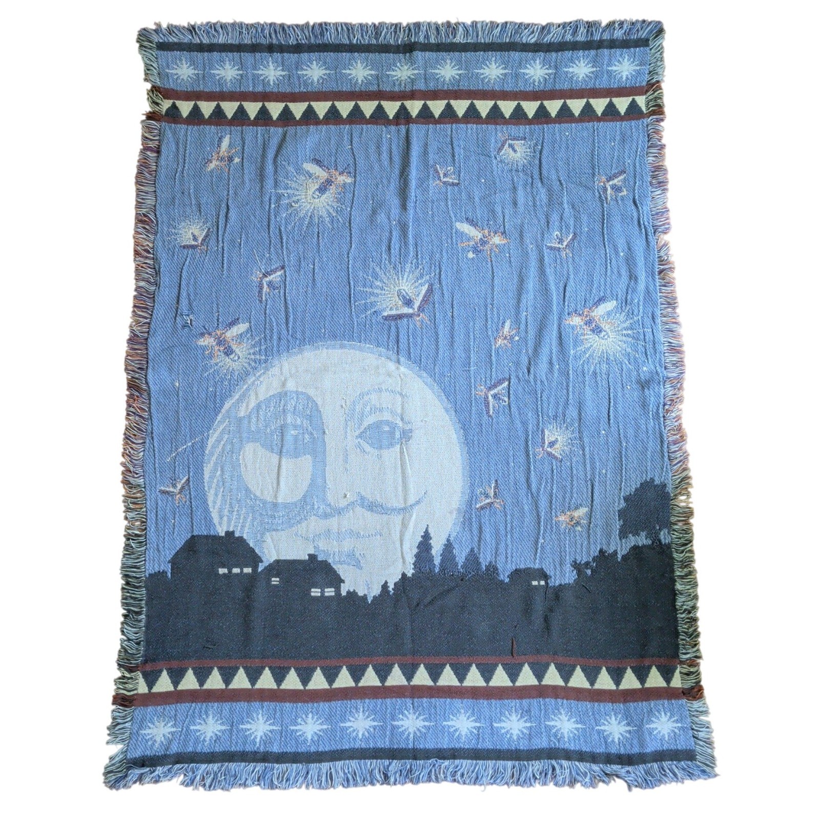 Vintage Celestial Blanket Moon Reversible Zodiac Astrology Whimsigoth Goth