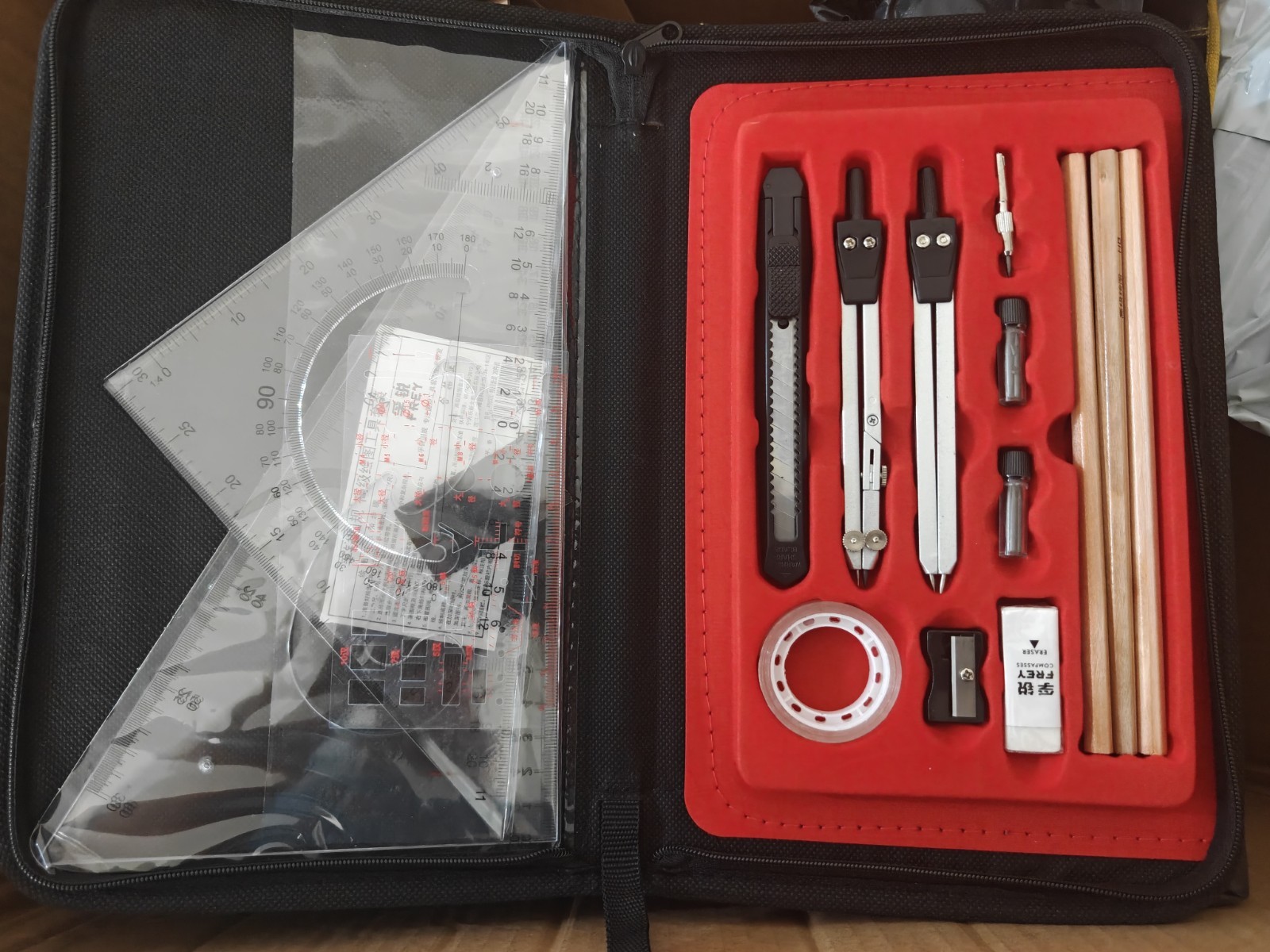 Bargain drafting set in zipper case NEW Shipping Included