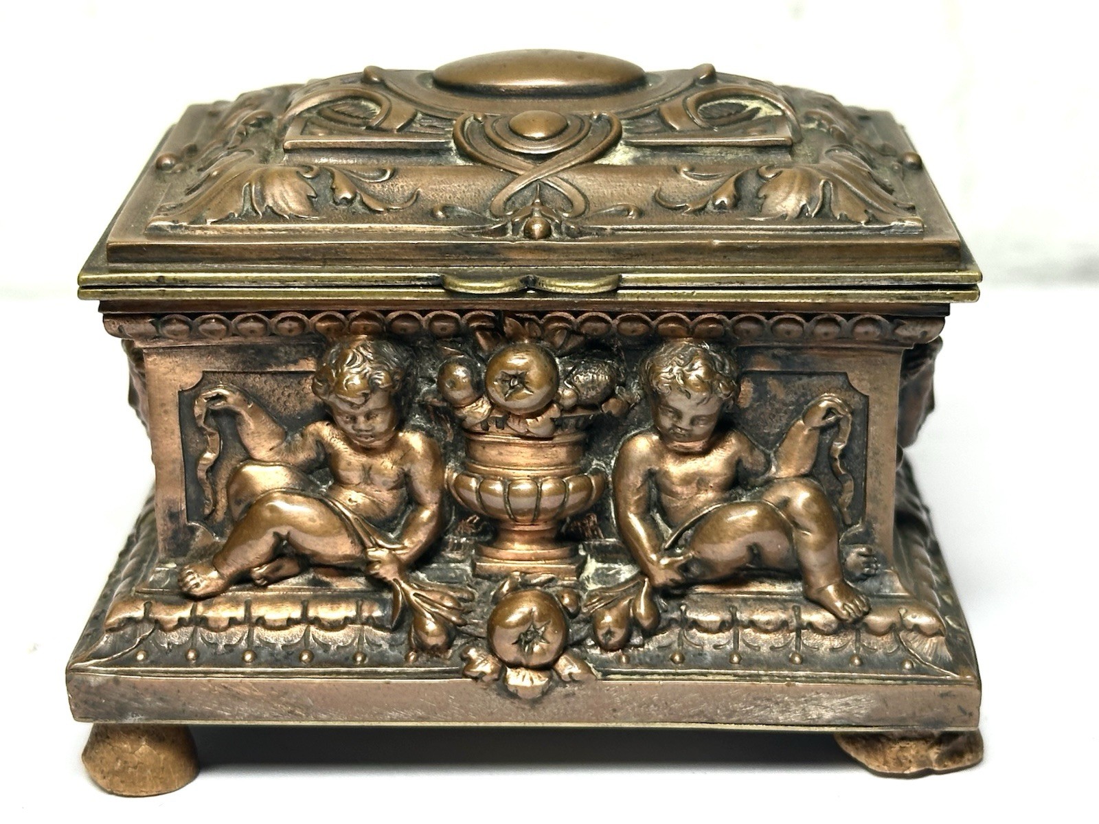 RARE 19TH C FRENCH ANTIQUE JEWERLY CASKETS BRONZE AND ENAMEL SIGNED A.B PARIS RARE 19TH C FRENCH ANTIQUE JEWERLY CASKETS BRONZE AND ENAMEL SIGNED A.B PARIS