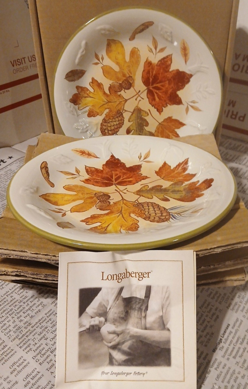 2007 Longaberger Fall Foliage Leaves 8.75” Lunch Plate - Set of 4 NIB 2 avail