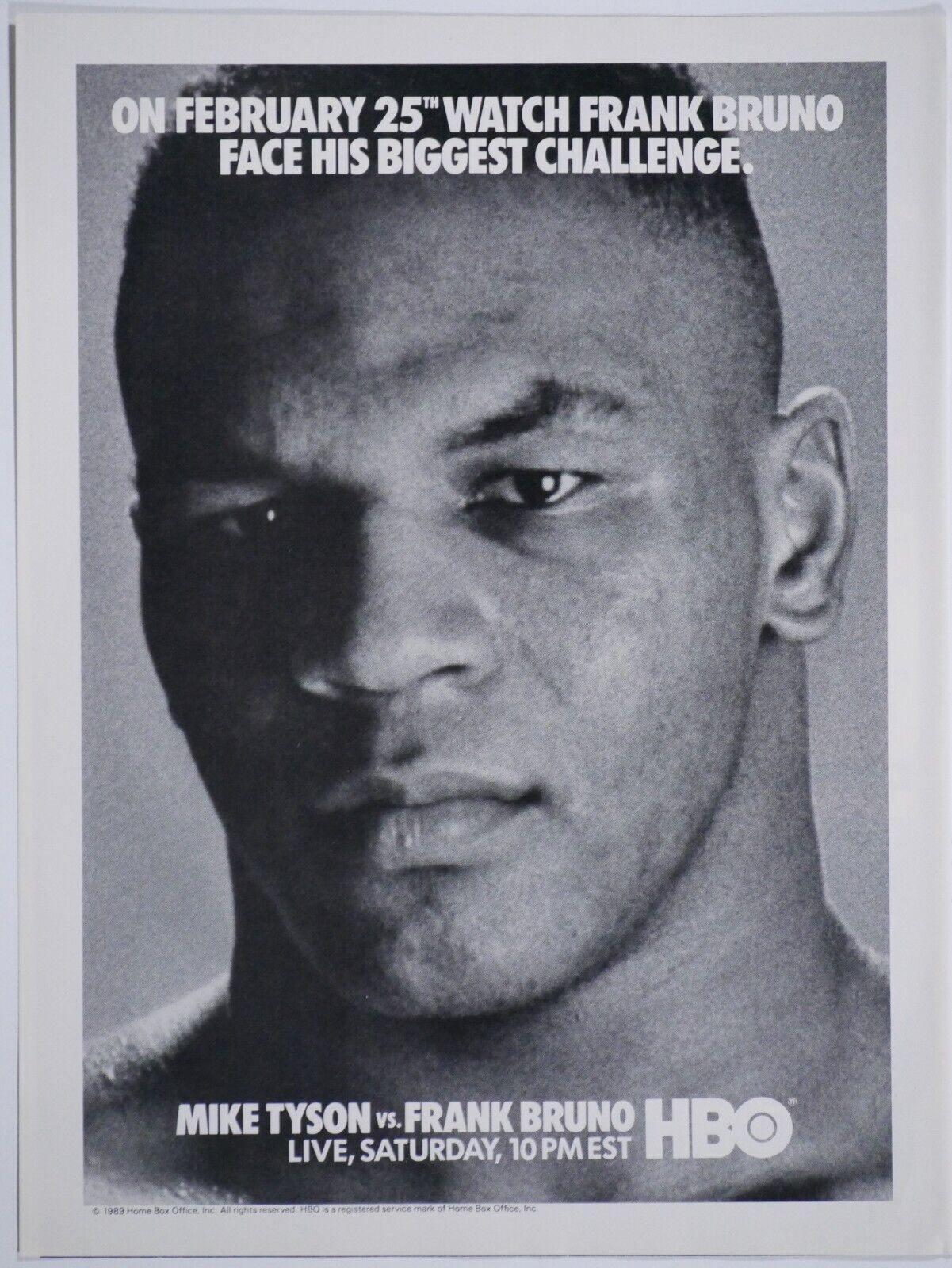 Mike Tyson vs Frank Bruno Vintage 1989 HBO Boxing Original Print Ad-8.5 x 11\