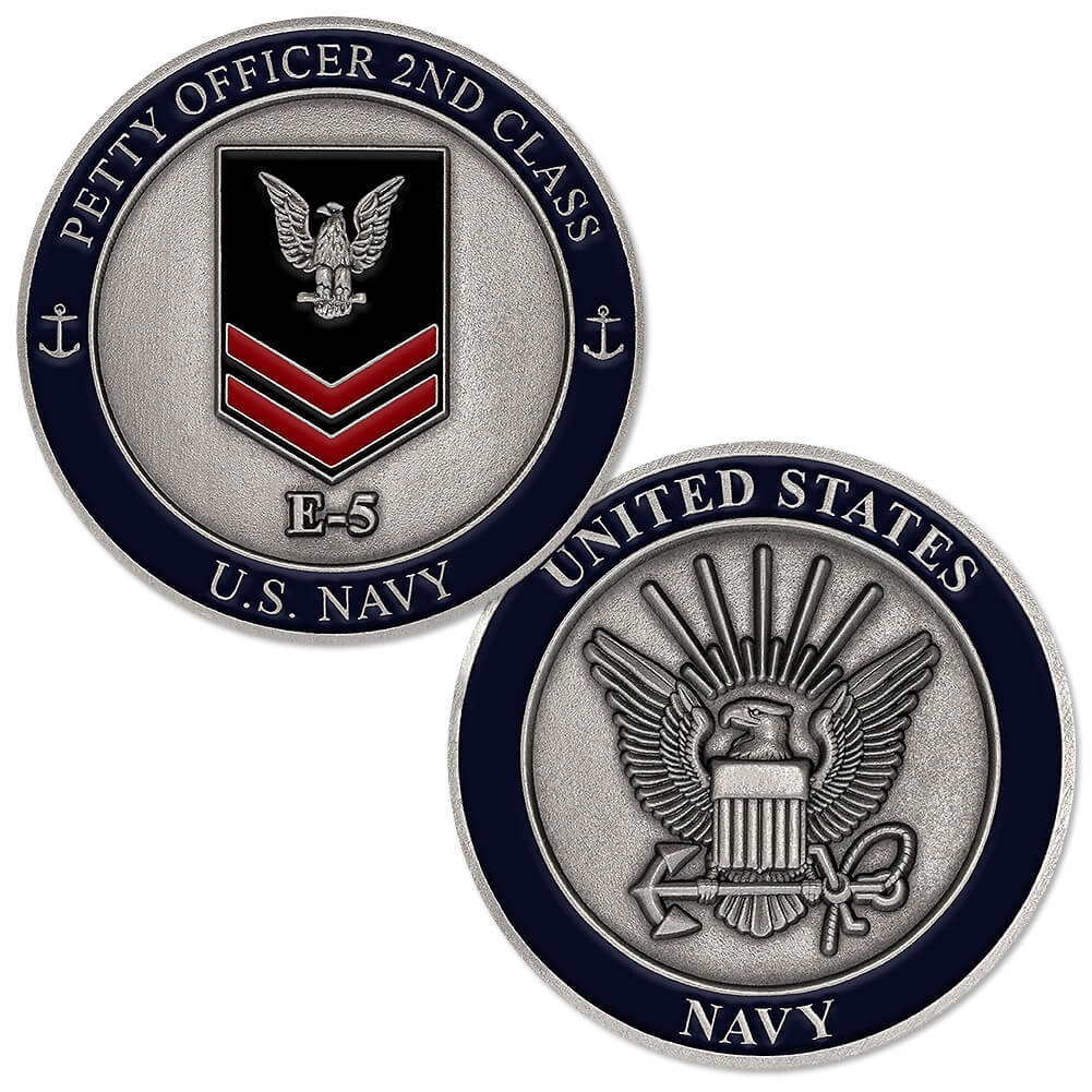 NEW U.S. Navy Petty Officer 2nd Class E-5 Challenge Coin. NEW U.S. Navy Petty Officer 2nd Class E-5 Challenge Coin.