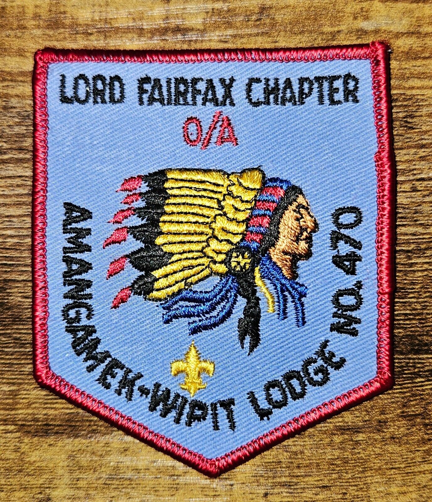 Amangamek Wipit OA Lodge 470 Vintage Lord Fairfax Chapter Virginia Twill Patch
