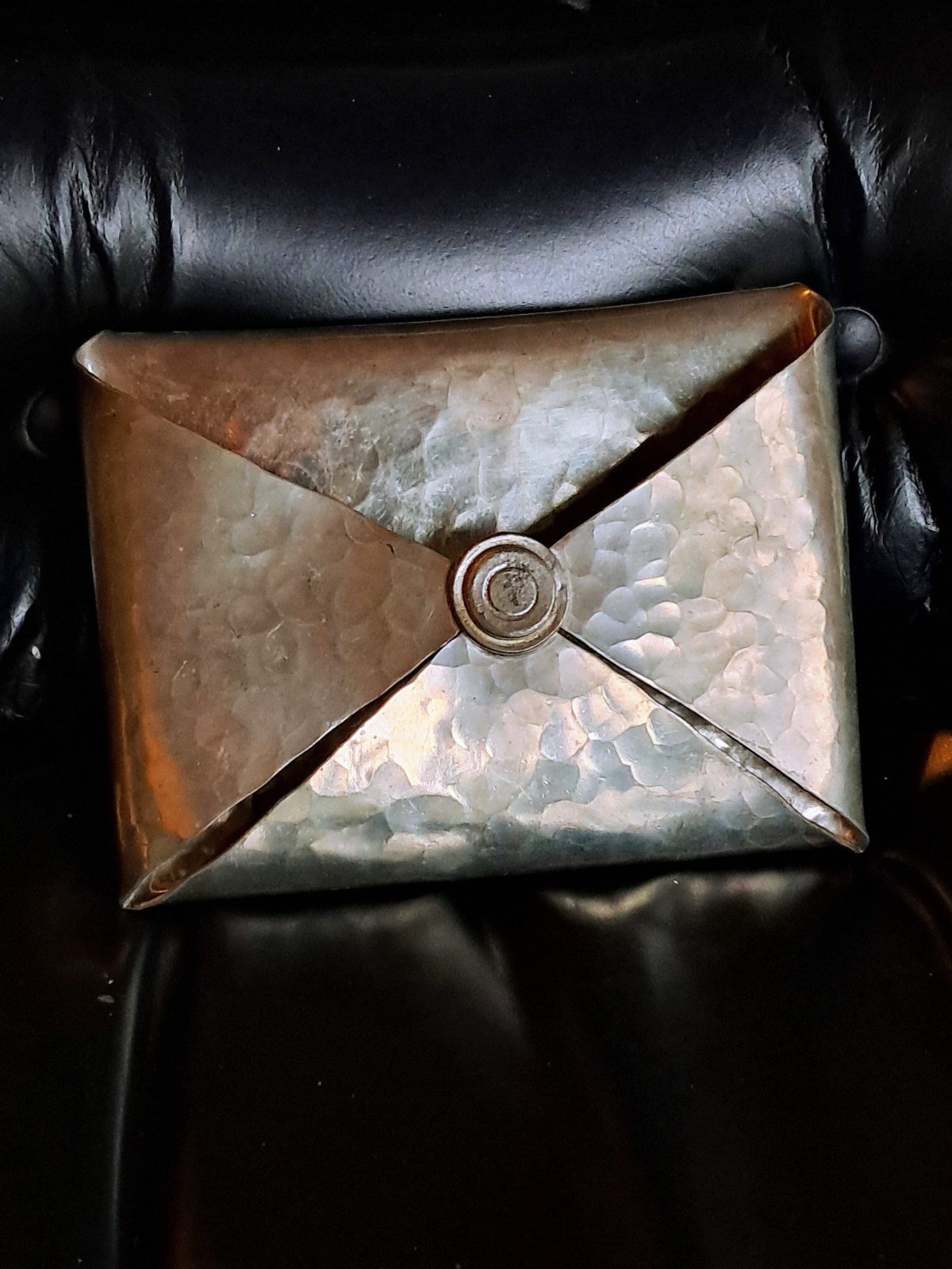 Vintage Handcrafted Pewter Desk Accessory/Letter Holder by Jean Goardere