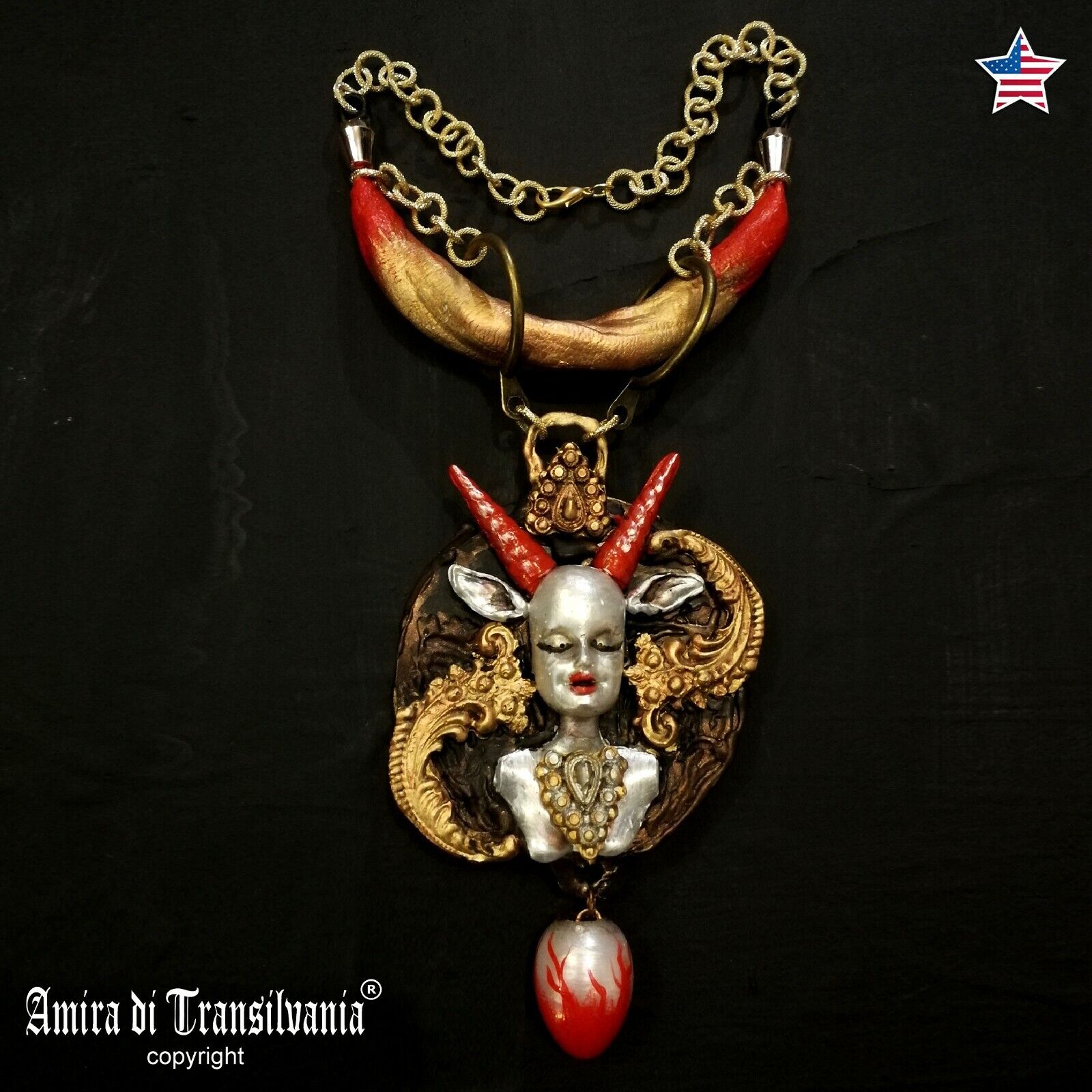 dark gothic jewelry punk talisman necklace amulet pendant satanic vatika vatican