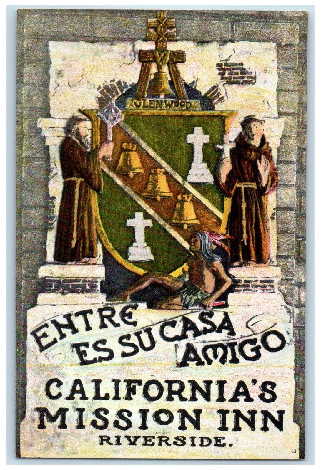 c1950's St. Francis Of Assisi Design Mission Inn Riverside California Postcard