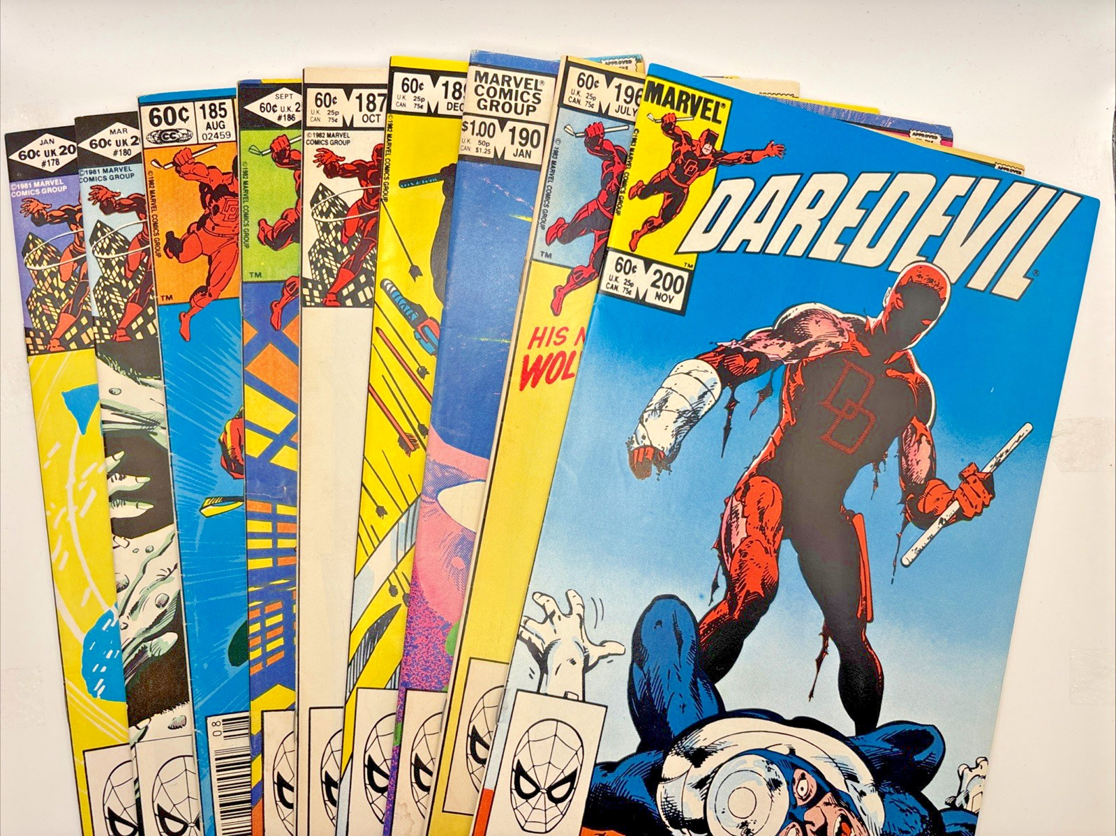 Daredevil lot of 9 🔥 #178, 180, 185, 186, 187, 189, 190, 196, 200 🔑 1982 1983