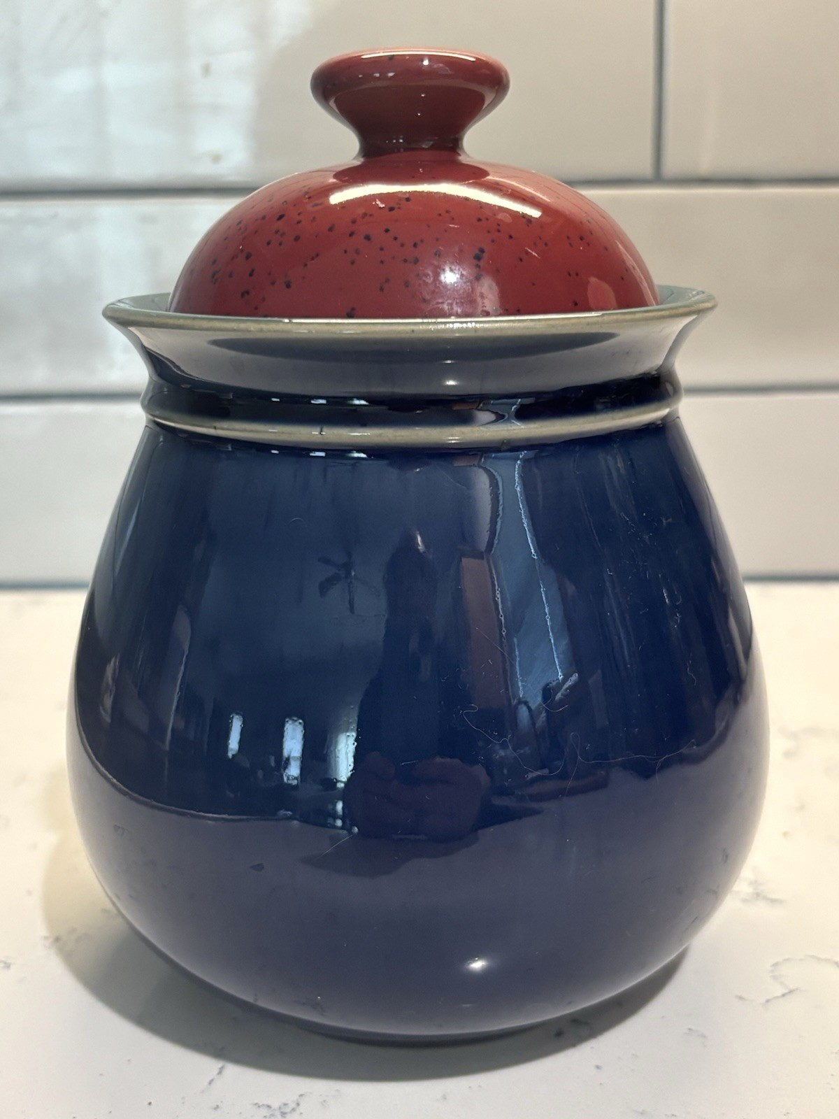 Denby-Langley Harlequin 7”height w/lid 5” at widest width, Excellent Condition Denby-Langley Harlequin 7”height w/lid 5” at widest width, Excellent Condition