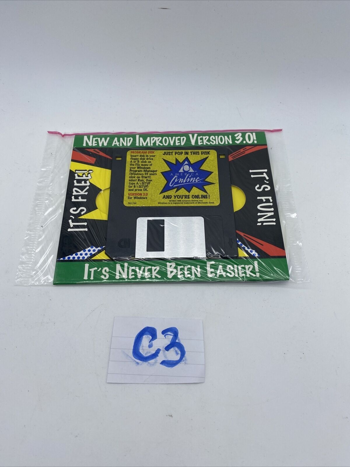NOS 1998 America Online Version 3.0 Floppy Disc 15 Free Hours NEW SEALED
