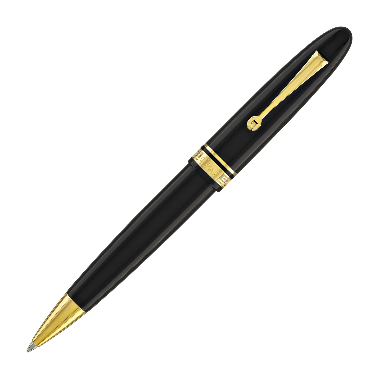 Omas Ogiva Ballpoint Pen in Nera with Gold Trim - NEW in Box