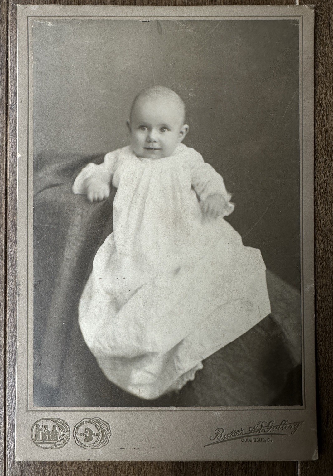 Antique Cabinet Card Baby Portrait Photo Baker’s Art Gallery Columbus Ohio 6.5” Antique Cabinet Card Baby Portrait Photo Baker’s Art Gallery Columbus Ohio 6.5”