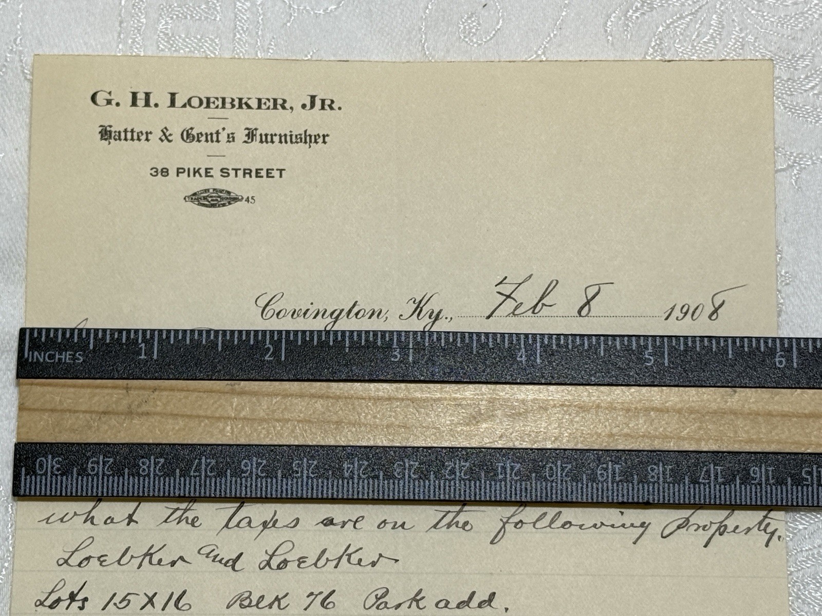 1908 Covington KY Kentucky - G.H. LOEBKER JR Hatter & Gents Furnisher Letterhead 1908 Covington KY Kentucky - G.H. LOEBKER JR Hatter & Gents Furnisher Letterhead