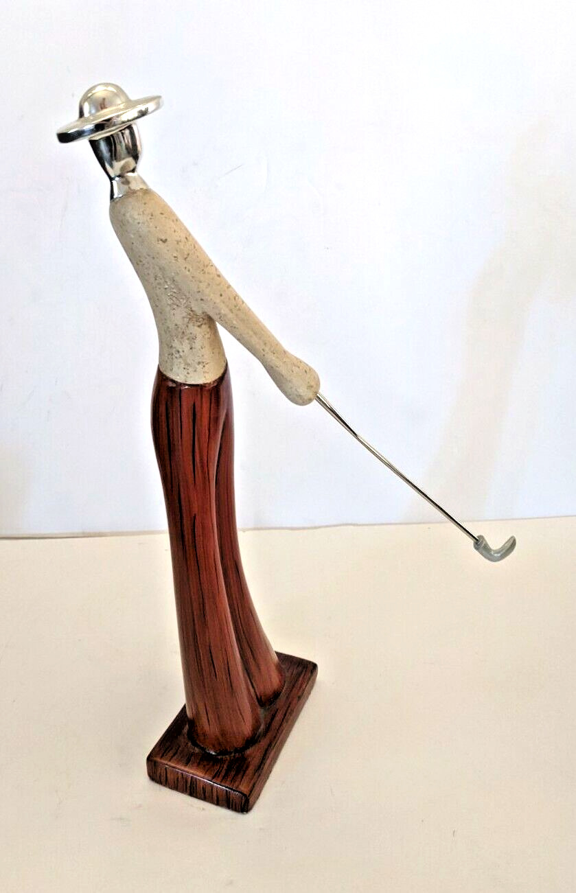 Vintage Stonecast Golf Figurine Sculpture with Aluminum Marta Mikey