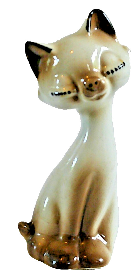 Vintage Cute Kitsch Siamese Cat Kitten with Head Cocked to the Side Eyes Closed Vintage Cute Kitsch Siamese Cat Kitten with Head Cocked to the Side Eyes Closed