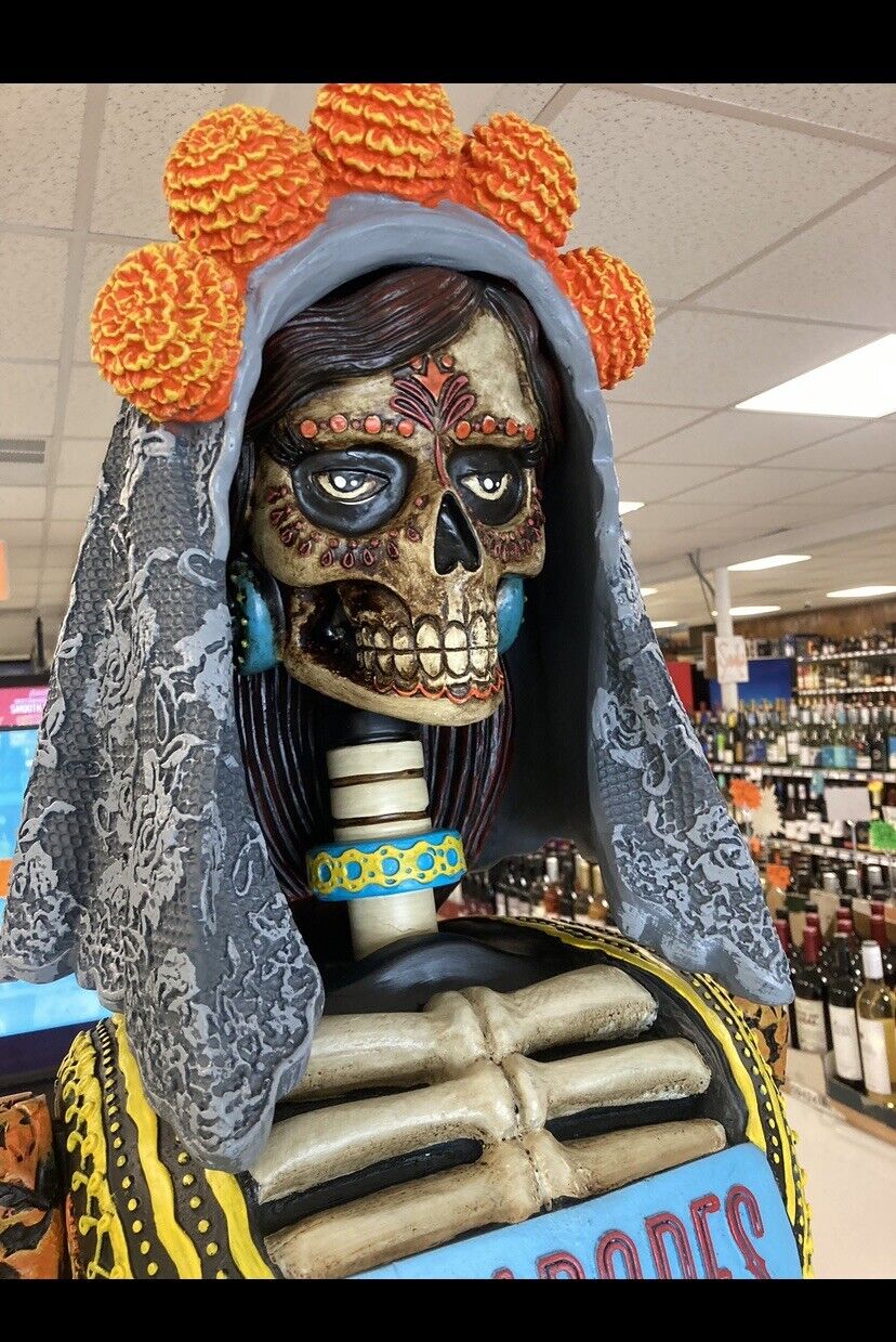 Giant Catrina Cazadorez Tequila display 7’ Tall  Day Of The Dead Sugar Skull