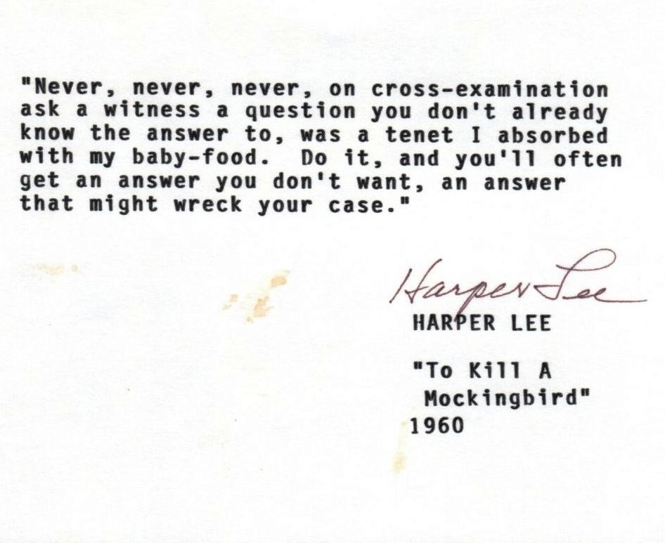Very Rare HARPER LEE Autograph TO KILL A MOCKINGBIRD Signed Quotation TQS w/ COA