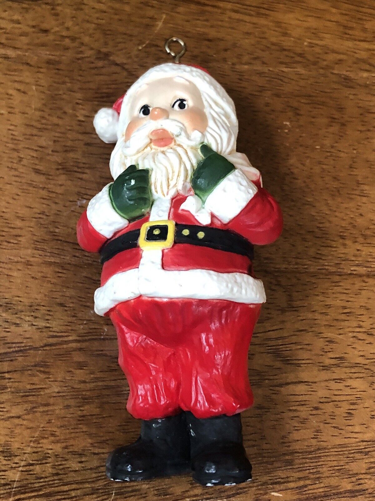 Vintage Santa Claus Christmas Figurine Red White Green Hanging Ornament