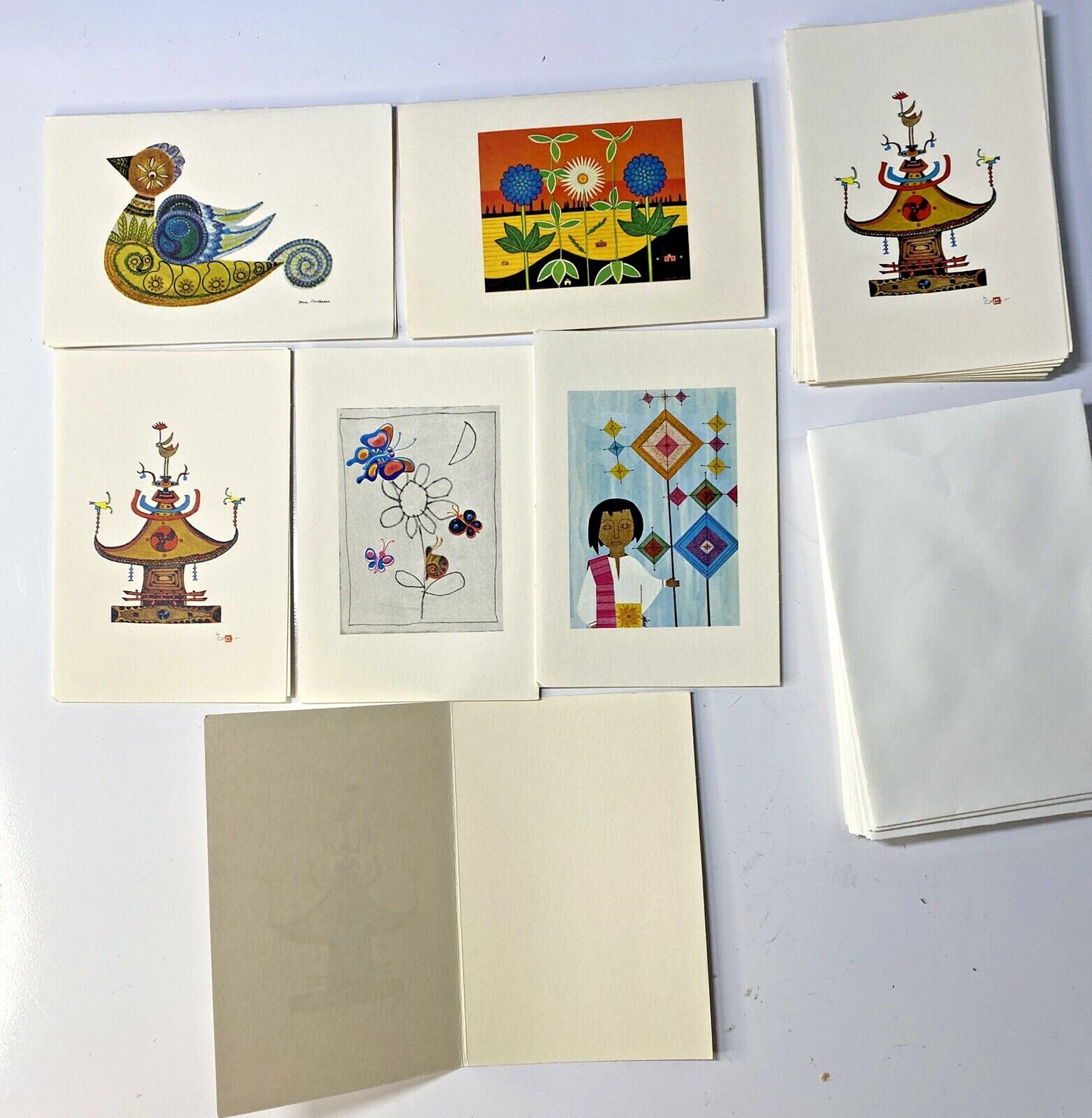 Vintage Box Of 13 Unicef Assorted Contemporary Mini Note Cards  With Envelopes 