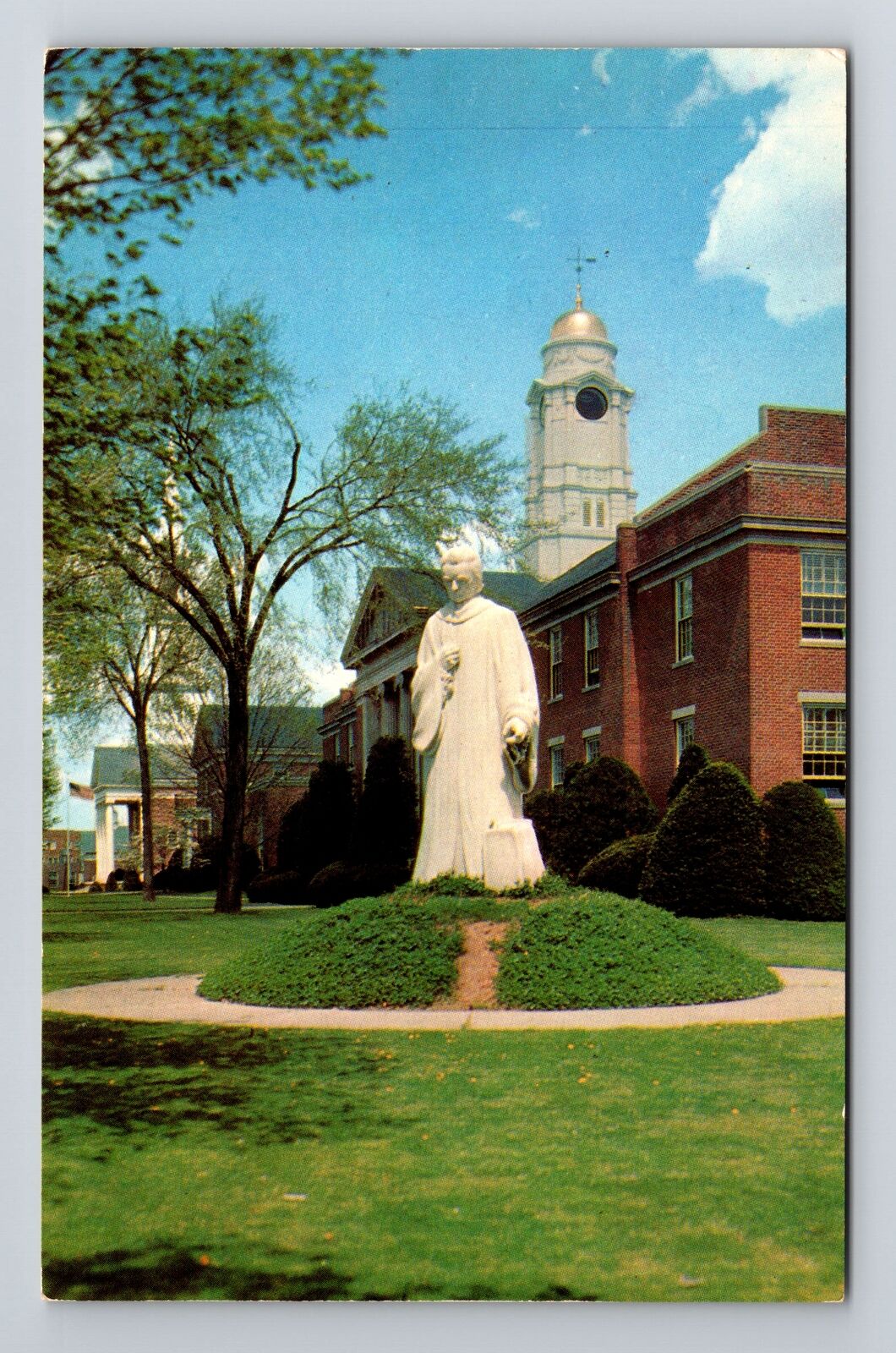 West Hartford CT-Connecticut Town Hall and Noah Webster Statue Vintage Postcard