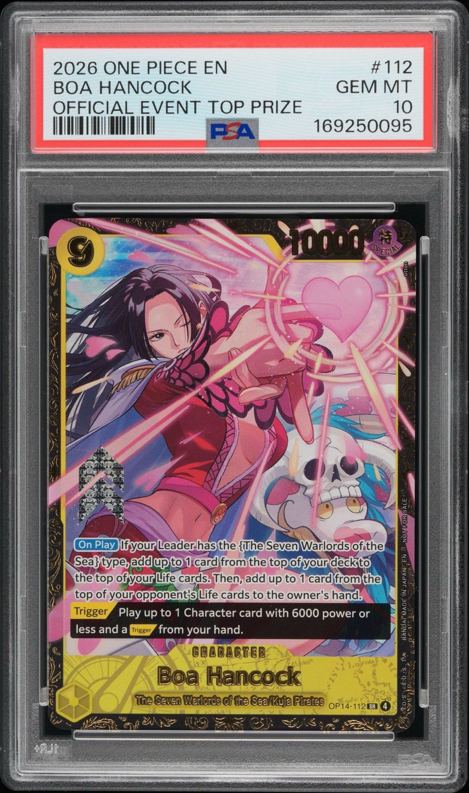 2026 ONE PIECE BOA HANCOCK PROMOS OFFICIAL EVENT REGIONALS TOP PRIZE #112 PSA 10