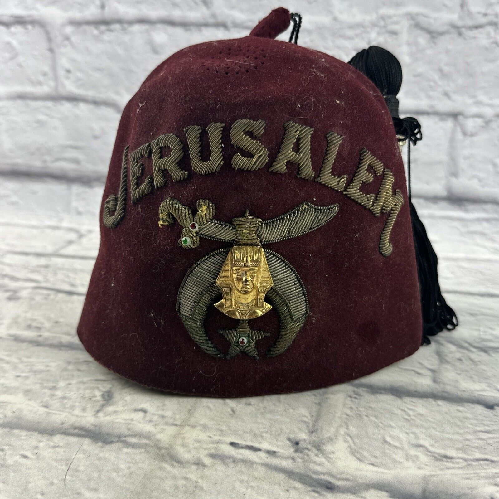 Rare Vintage Jerusalem masonic  shriners fez hat. Israel.