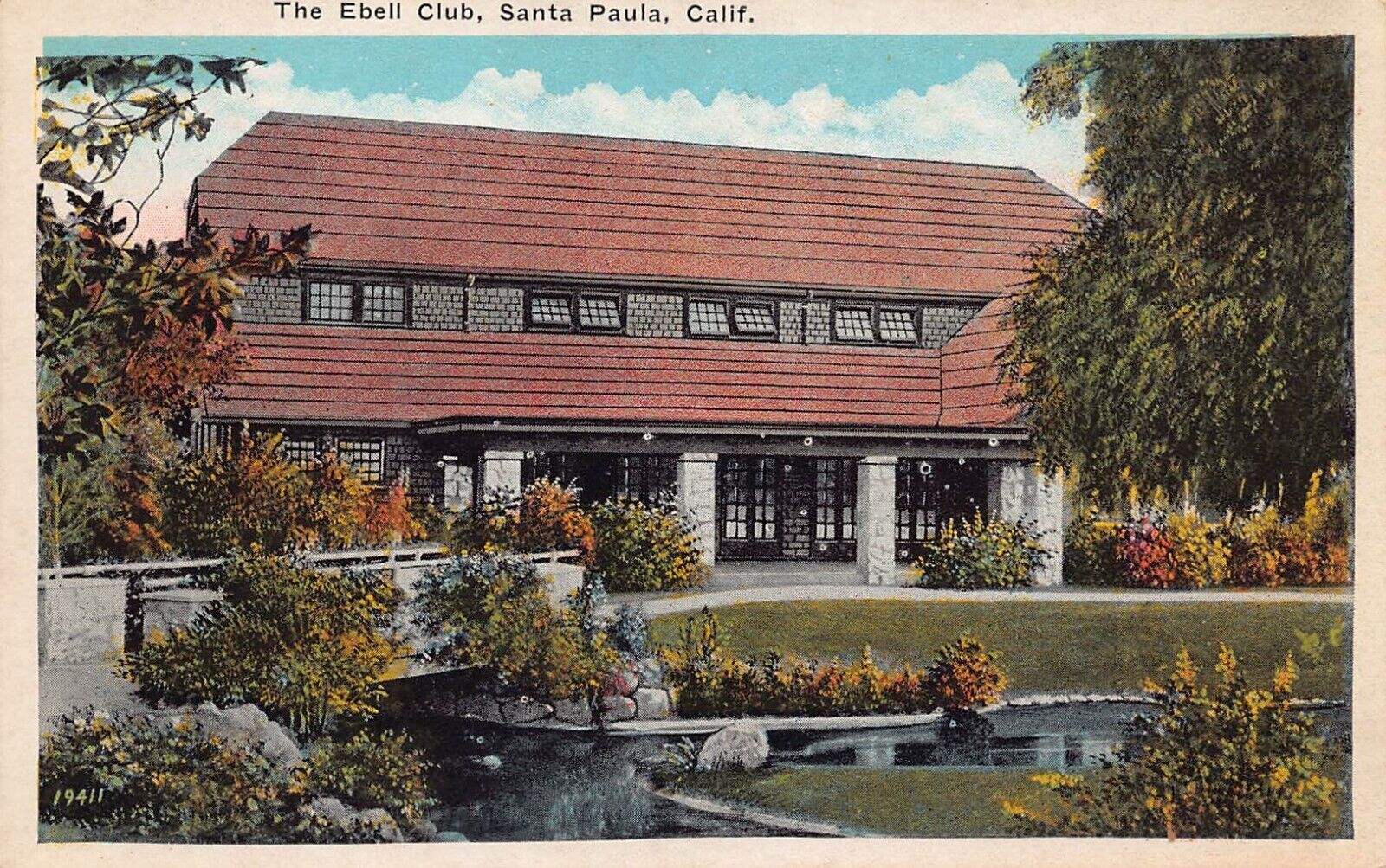 Santa Paula CA California The Ebell Club Theatre Mansion 1920s Vtg Postcard
