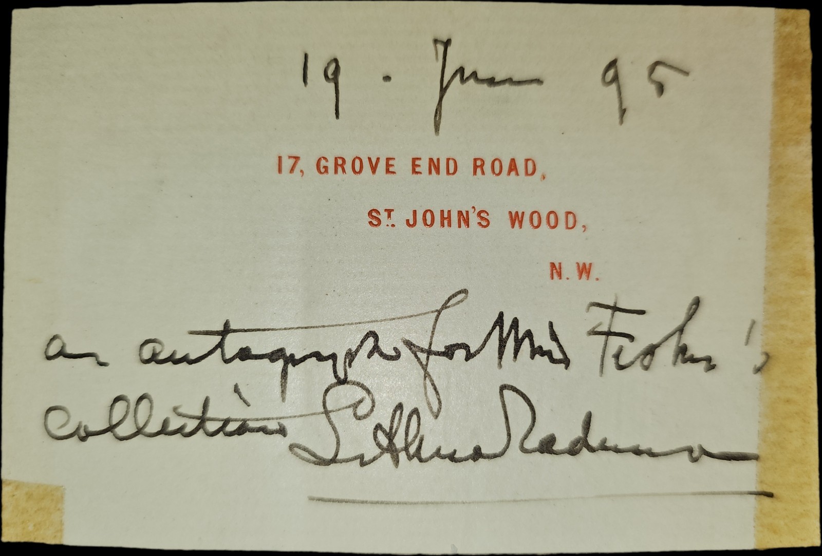 1895 Lawrence Alma-Tadema Signed Autograph – Rare Signature Dutch-British Artist