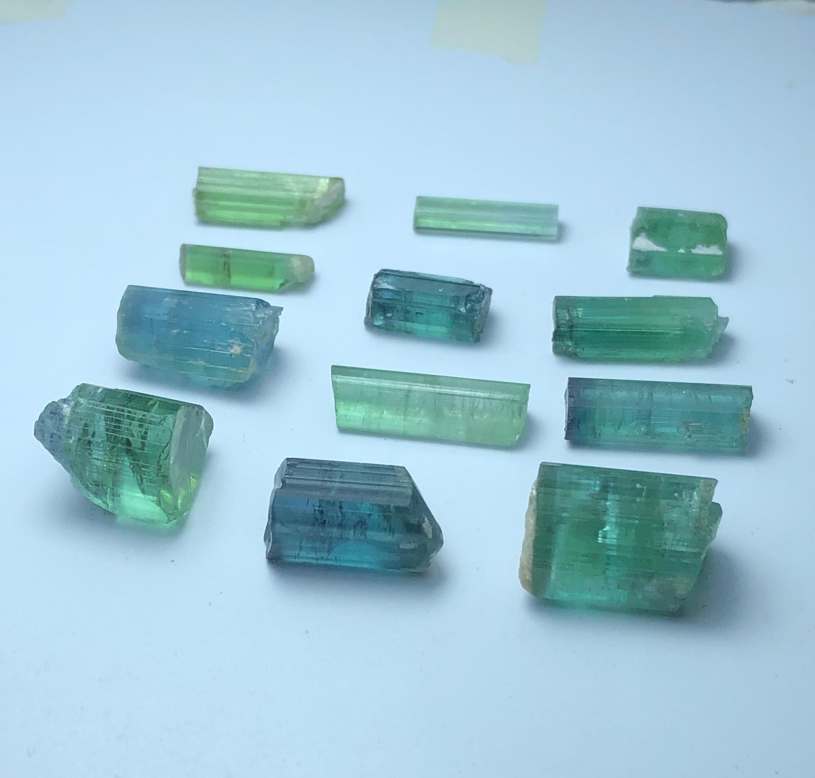 58 CT Natural Rough Blue & Green Tourmaline Crystal Origin Afghanistan 12 Pieces