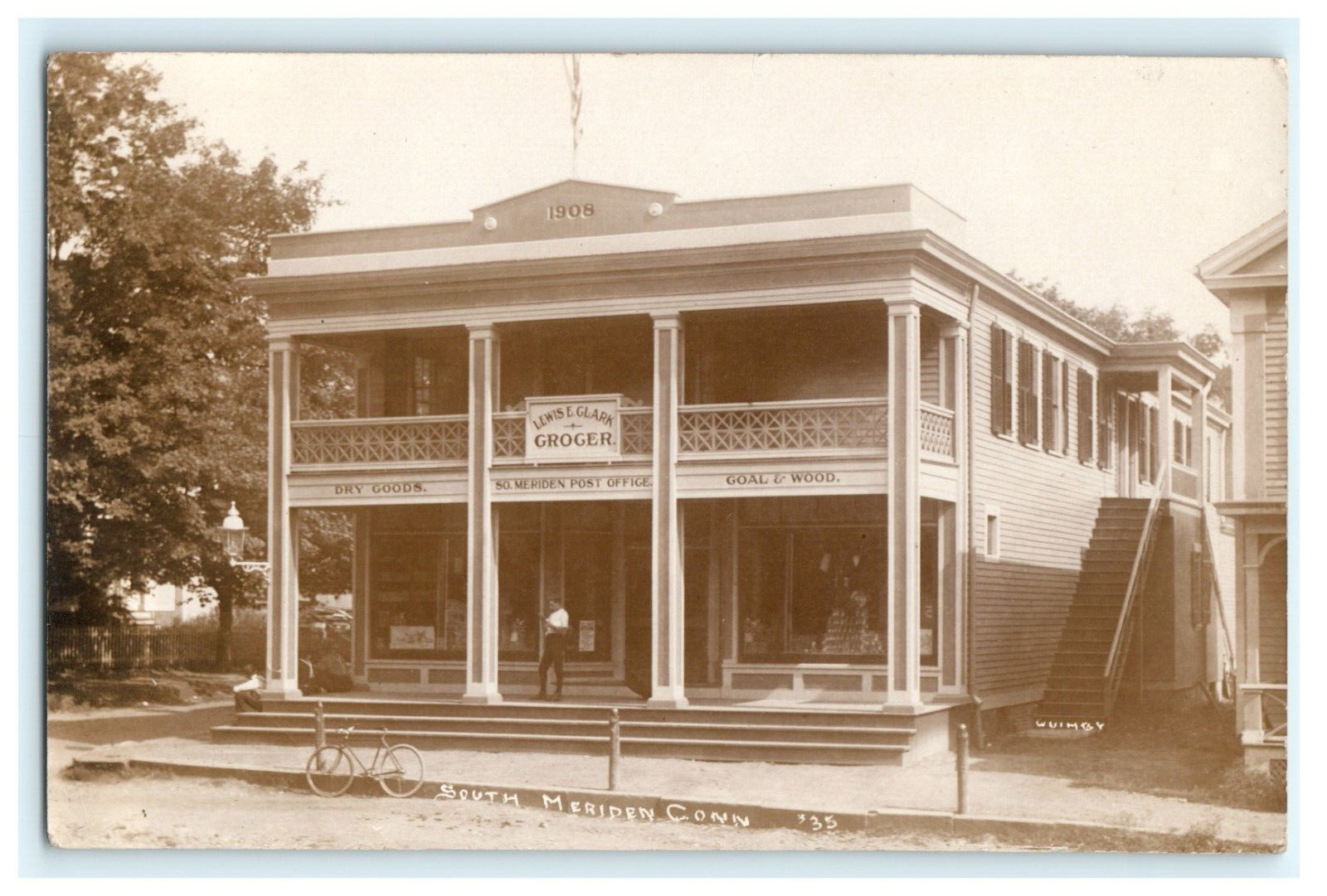 1910 Lewis E Clark Grocer Post Office  South Meriden CT Quimby Rare View - RPPC