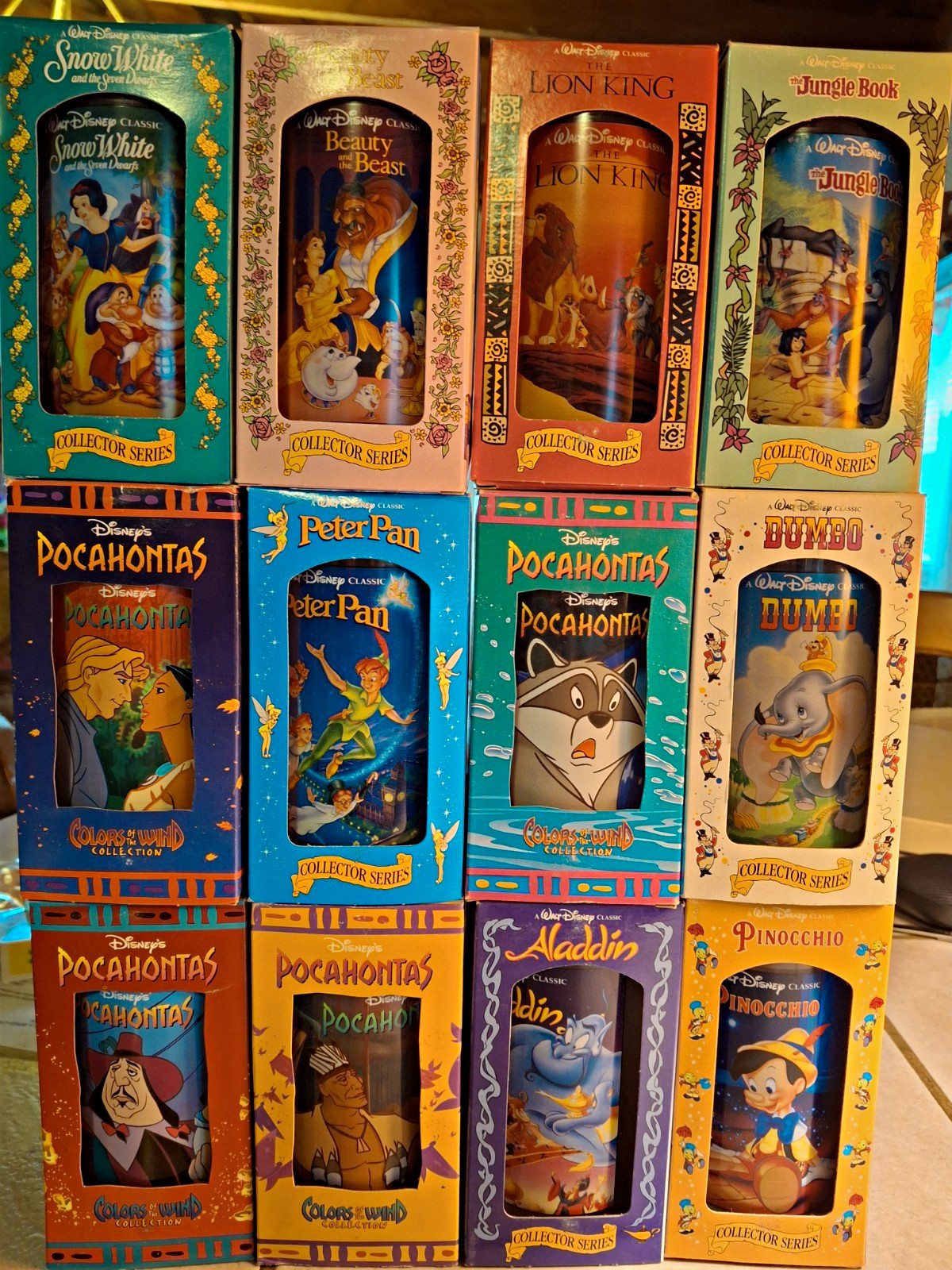 Vintage 1994 Disney Burger King Collector Series Glasses Complete Set of 12 IOB