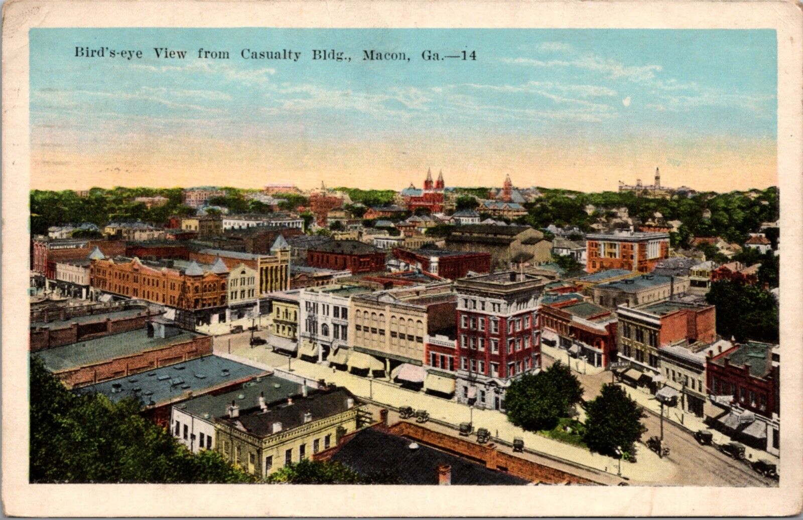 Postcard Birds Eye View of Macon, Georgia from the Casualty Building