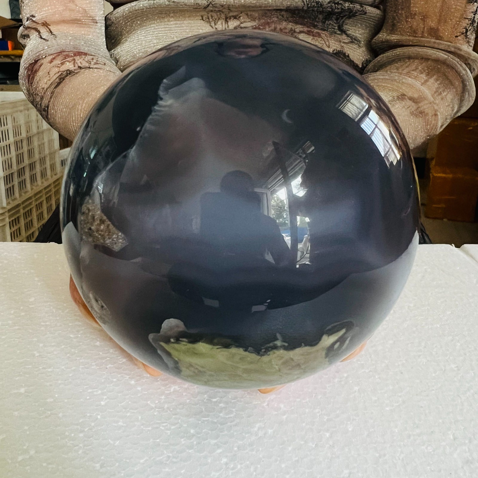 4.07LB RARE Natura brown Volcanic Rock agate Sphere Quartz Crystal Healing