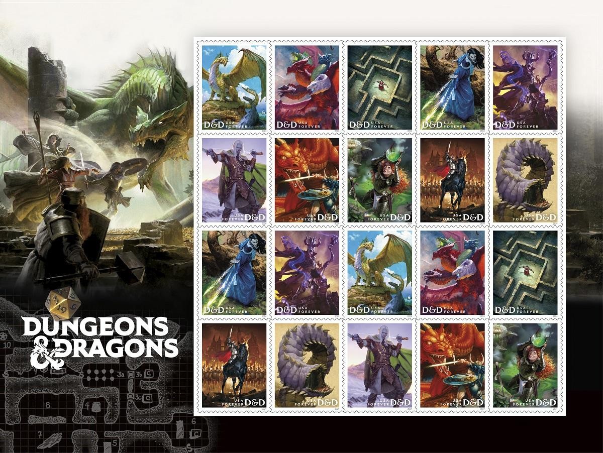 USPS Postage Stamps Sheet of 20 - Dungeons And Dragons - First Class Letter USPS Postage Stamps Sheet of 20 - Dungeons And Dragons - First Class Letter