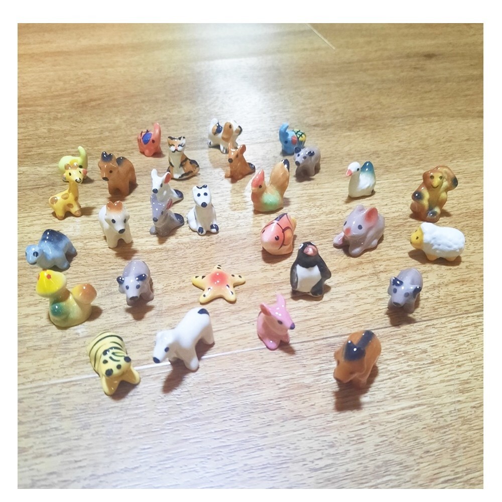 30 Pcs Animal Miniature Ceramic Mini Mix Random Figurines Random