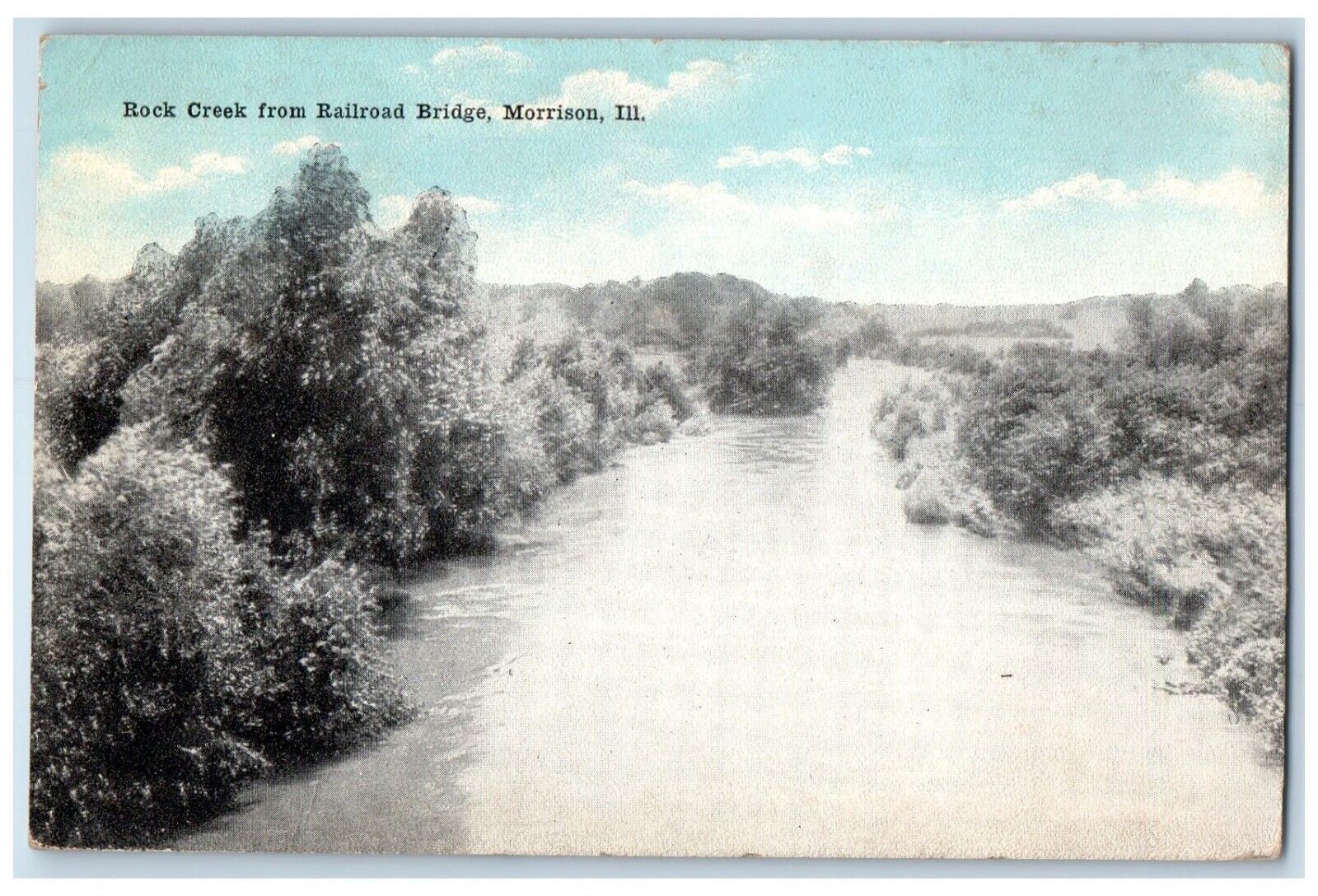 c1910 Rock Creek from Railroad Bridge Morrison Illinois IL Antique Postcard