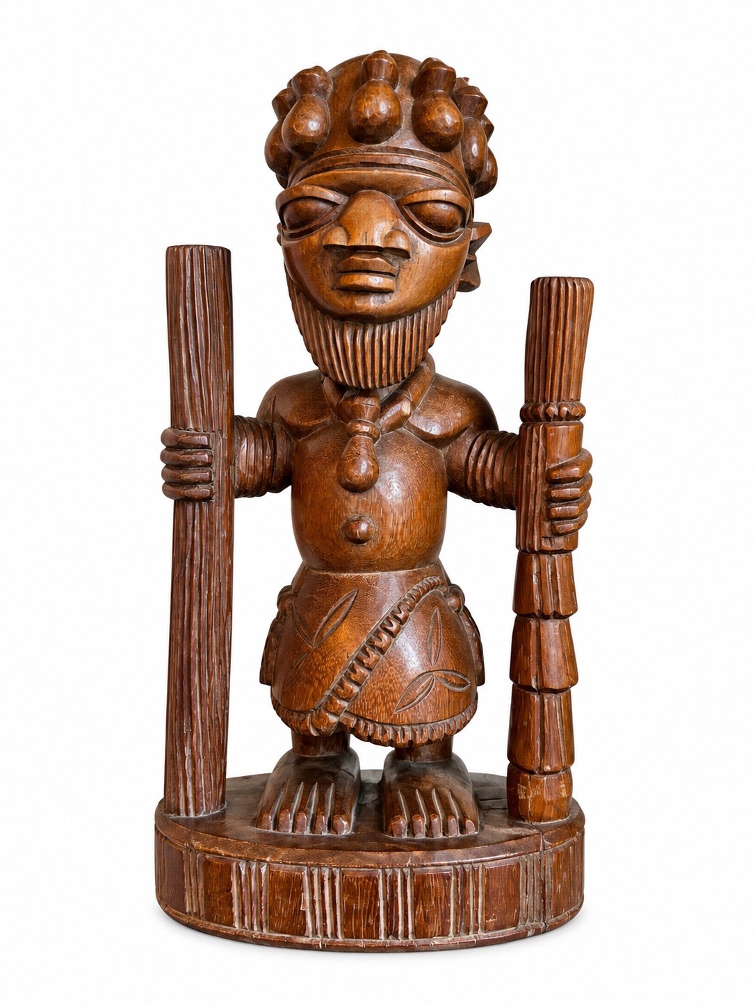 Dejo Fakeye Signed Nigerian Yoruba Carved Wood Figure 16.5” Babalawo Priest Art Dejo Fakeye Signed Nigerian Yoruba Carved Wood Figure 16.5” Babalawo Priest Art
